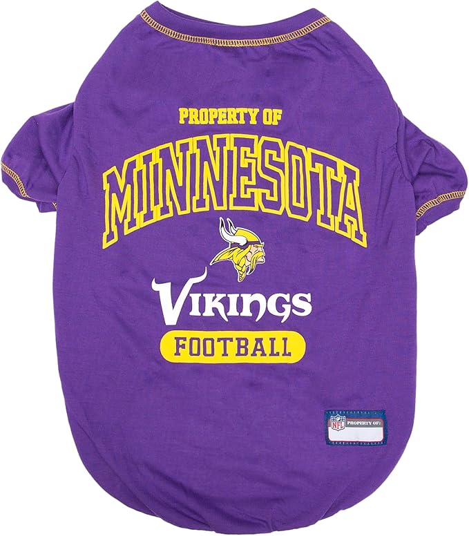 NFL Minnesota Vikings Dog T-Shirt for Pets, Size Medium. Officially Licensed Pet Shirt with Team Logo, Soft Stretchable Comfort Fit Apparel for Dogs & Cats