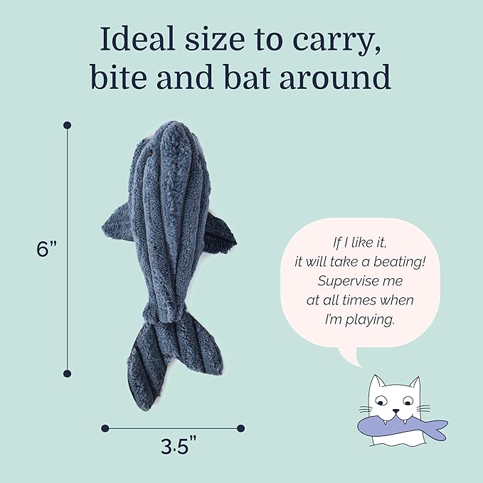 Hepper Whale Plush Toy - Unique, Durable & Quiet Cat Toys for Physical & Mental Stimulation - Best for Kittens, Senior Cats & All Breeds - Indoor Playtime