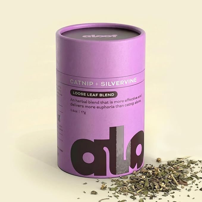 Aloof Premium Catnip for Cats with Silvervine - Strong Dried Catnip Leaves, Loose Leaf Catnip Blend, Natural Cat Attractant and Treat, .6oz