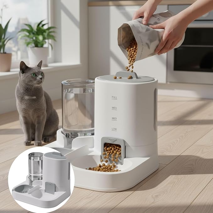 Automatic Pet Feeder and Water Dispenser for Cats and Dogs with Large Capacity Food Water Station