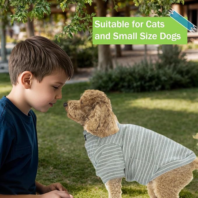 Sphynx Cat Sweater Hairless Cat Clothes Sweater Shirt Soft Warm Long Sleeves Pullover Pet Clothes Pajamas Dog Cloth for Small Dogs Jumpsuit Pet Sweaters (Striped, X-Large)