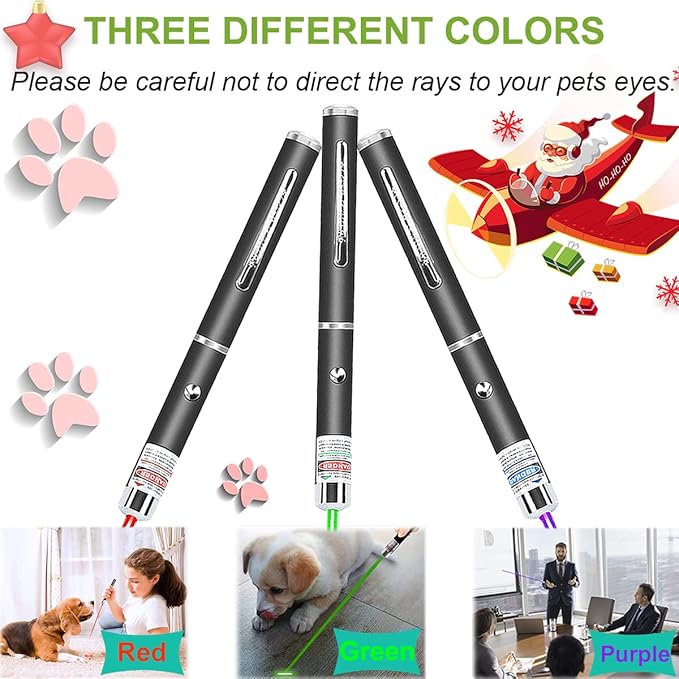 XIMIBI Laser Pointer for Cats and Dogs - 3 Pack Pet Kitten Indoor Training Chaser Toys - Cat Pointer Teaching Indicator