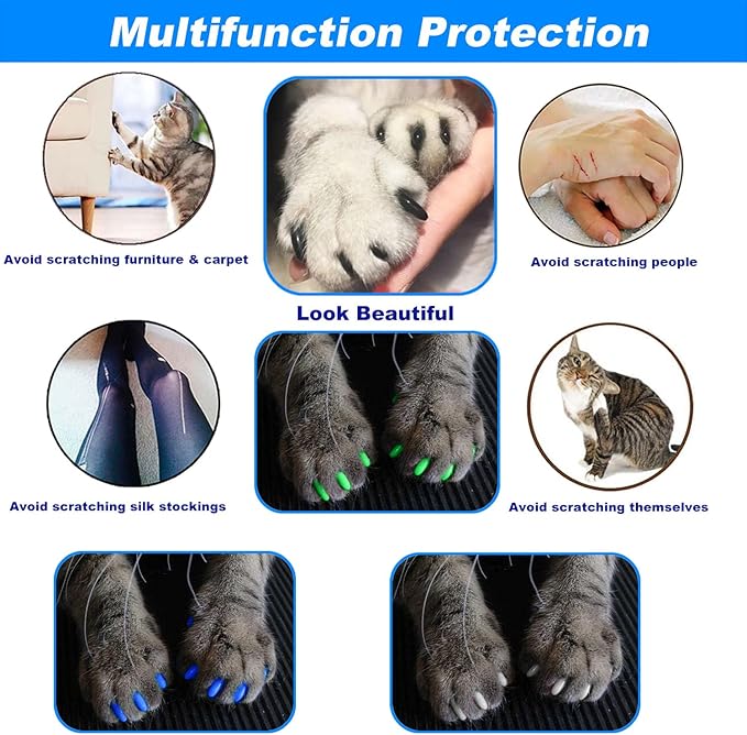 VICTHY 100pcs Boy Cat Nail Caps | Cat Nail Covers Cat Claw Covers for Boy Cat with Adhesive Glue and Applicators (L)