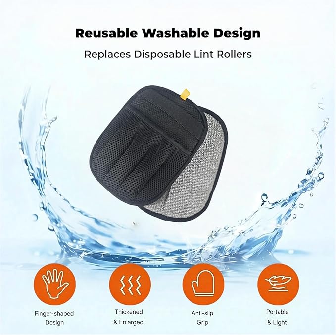 Pet Hair Removal Glove for Dogs & Cats, 5-Finger Electrostatic, Washable & Reusable Pet Hair Remover Tool, Works for Clothes, Couch, Carpet, Car Seat (1)