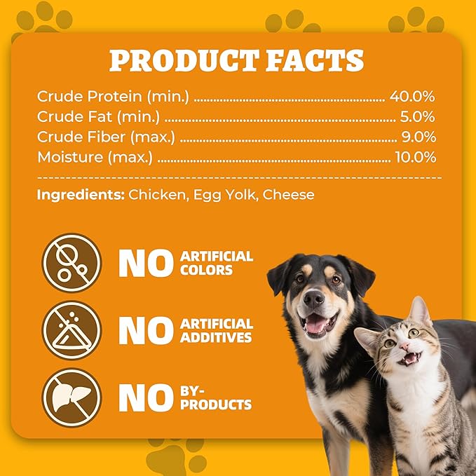 Wellix Dog & Cat Food Topper - Freeze Dried Cheese with Chicken and Egg Yolk, High-Protein Cheese Dog Treats for Digestive Health & Calcium Support - Healthy Cat Treats for Indoor Cats 7.05 oz