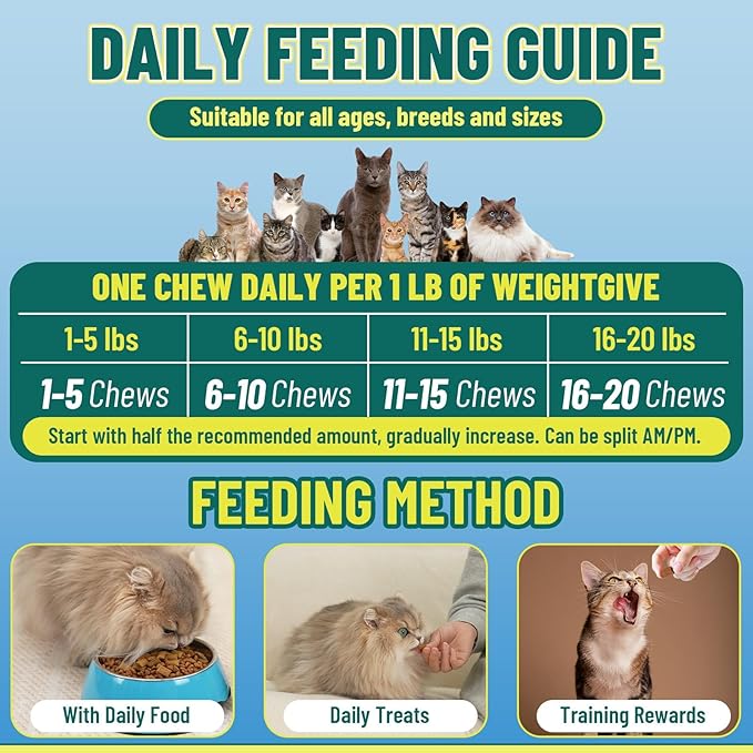 Flea and Tick Prevention for Cats, 500 Crunchy & Krill Chews with Probiotics for Cats, Cat Flea Chews with Gut & Digestive Support, Skin & Coat Support for All Breeds & Ages, Chicken Flavor