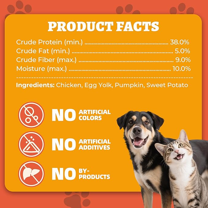 Wellix 7.05 oz Dog & Cat Food Topper - Pumpkin & Sweet Potato Flavor Freeze Dried Chicken Formula Low Calorie - Support Constipation Relief & Gut Health, Boost Immune System
