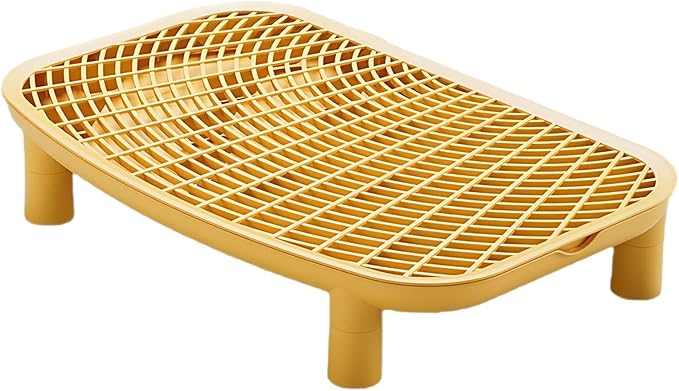 18.1 in Cat Litter Box Platform, Anti-Tracking Step, Yellow, Easy Clean