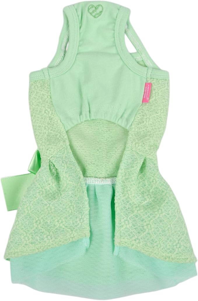 Pinkaholic New York Khari Dog One-Piece Dress Trendy Fashionable Cute Elegant Dog Apparel for Small Dogs, Mint, Medium