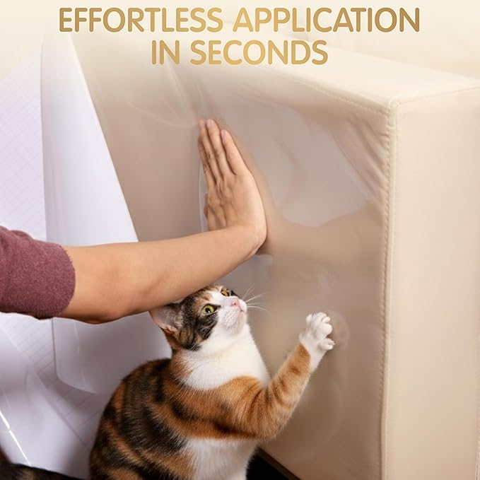 Anti Cat Scratch Furniture Protector, Single-Sided Sticky Couch Protector for Cats, Flexible Corner Guard for Sofa & Chair, No Residue Transparent Shield (160" x 12.4")