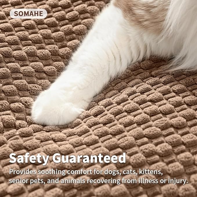 SOMAHE Cat Beds Flat Cat Bed Mat, Premium Plush Cat Mat with Non-Slip Bottom, 1.2" Thick All-Season Kneading Cushion, Machine Washable Anti-Static Pet Bed 15×23Inch, Coffee