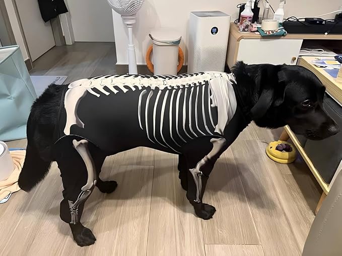 Halloween Dog Costumes, Dog Jumpsuit Halloween Skeleton Costumes Cosplay Sweatshirt, Funny Dress Up Apparel Clothes for Small Dogs Cats M