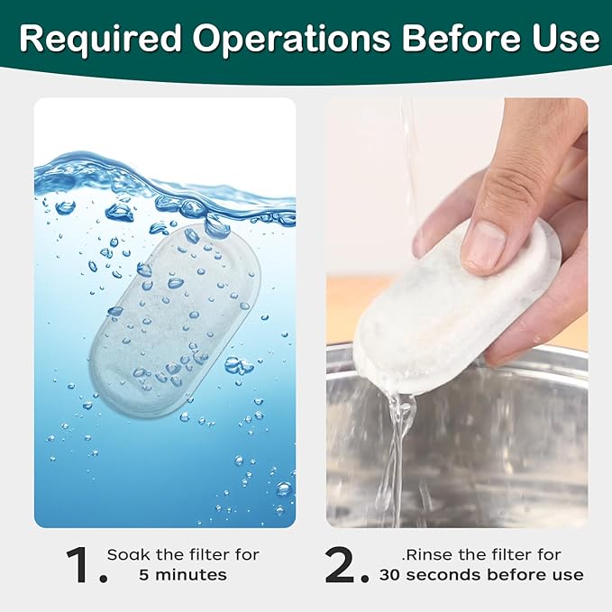Cat Water Fountain Filter,24 Pack Replacement Filters for Pet Water Fountains,Compatible with Stainless Steel 67oz/2L Adjustable Flow Cat Fountain Replacement Filters,Dog Water Fountain (12+12 Pack)