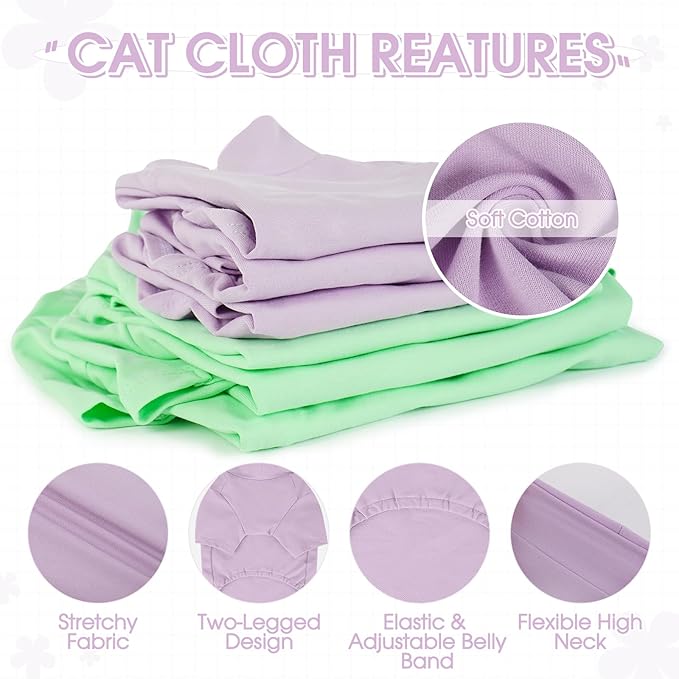 Sphynx Hairless Cat Clothes, Soft Cotton Pullover Turtleneck Shirt with Sleeves for Kitten Puppy Small Dogs, Cat Pajamas for All-Season - Purple XXL