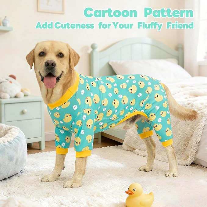 XPUDAC Dog Pajamas Soft Stretchy Duck Dog Clothes for Large Dogs Pet Jumpsuit Puppy Onesie Outfits Cat Apparel-3XL
