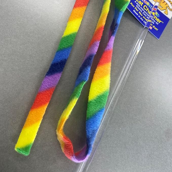Cat Dancer Products Rainbow Cat Wand Charmer, Safe Teaser Wand for Indoor Cats & Kittens, Flexible Exercise Toy Made of Multicolor Fabric Ribbon, For Medium Breeds