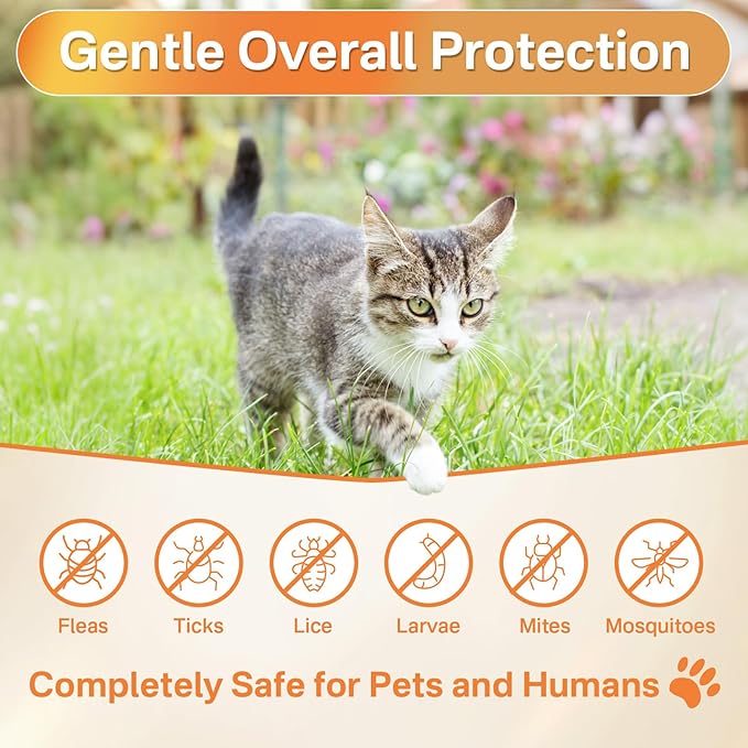Puyrzoe 4-in-1 Flea Treatment for Cats Chewable, Natural Cat Flea and Tick Prevention Chewable Supplement for Skin & Coat | Immunity Support | Digestive | Flea & Tick Treatment for All Breeds & Sizes
