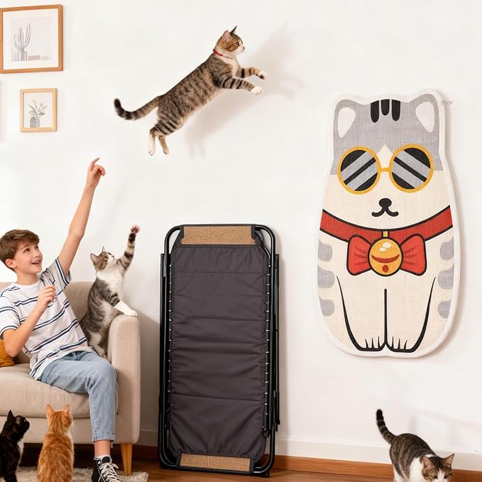 Corner Cat Scratcher | Self-Adhesive Scratching Furniture Protector,Funny Cat Scratch Wall Pad,for Climbing Indoor Pet Couch Bed Carpet Door Floor Home Decor Protection