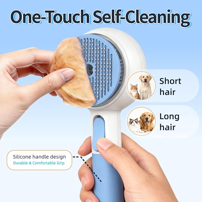 DebutPet Cat Steam Brush for Shedding - 3 in 1 Steamy Cat Brush with Water Spray, Self Cleaning Dog Grooming Comb for Tangled & Loose Hair, Massage Pet Hair Removal Tool (USB Rechargeable)