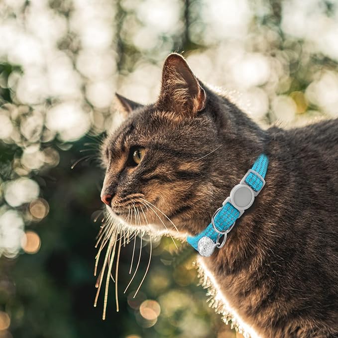 CAMAL Reflective Cat Collar with Name Tag, Personalized Cat Collar Breakaway with Bell, Customized Cat Collar Adjustable for Girls & Boys