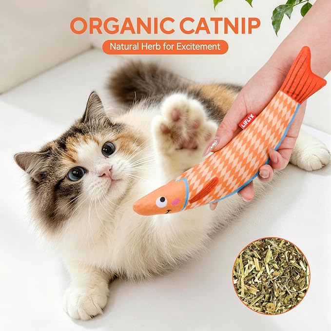 LIFLIX 3PCS Catnip Toys for Cats, Crinkle Cat Toy, Cat Fish Toy for Indoor Cats and Kittens, Cat Toys with Catnip, Interactive Crinkle Fish Cat Toys for Bored Indoor Cats