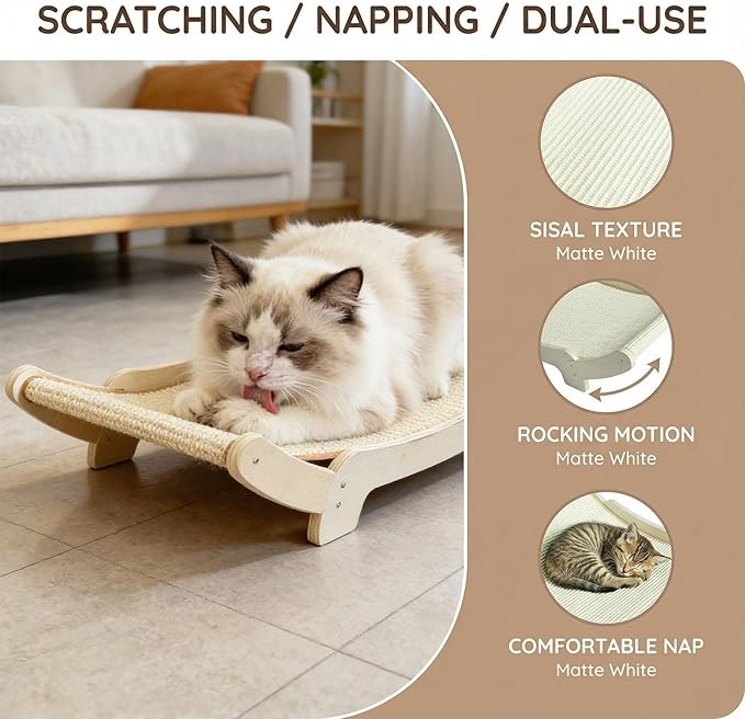 Combined Board and Sleeping Bed Reinforced Sisal Fiber Hardwood Base Spacious Design Home Furniture Protector