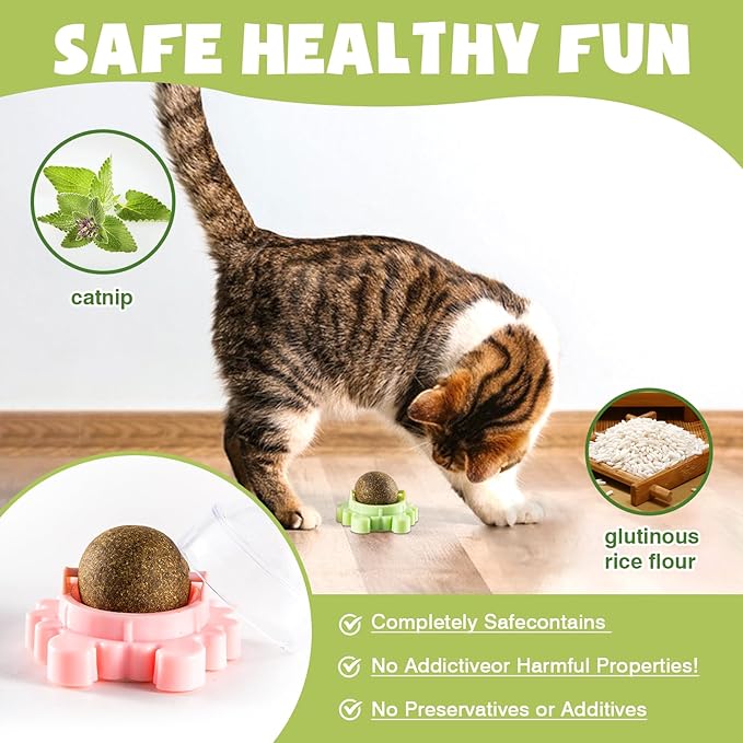 4 Pack Catnip Ball Toy 360° Cat Nips for Cats Wall Organic Nips Catnip Ball Toy 360° Cat Nips for Cats Organic