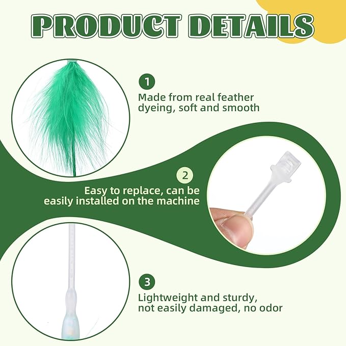 Lewtemi 9 Pcs Cat Toy Replacement Feather Wands Bulk Replacement Feather Sticks for Hide and Seek Cats Interactive Toys Indoor for Indoor Kitten