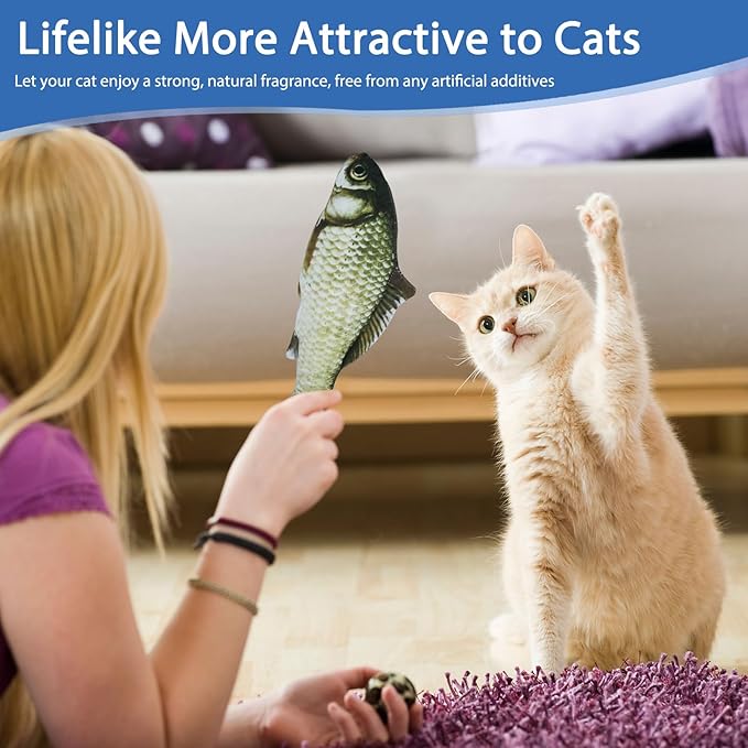 Cat Toys Cat Toy Interactive Fish for Indoor Cats & Kittens, 6 Pack Plush Fishs for Chewing, Soft Fish Play for Cats, No Catnip, Non-Irritating Pet Gift
