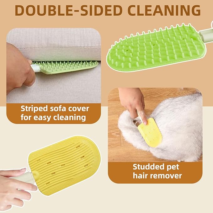 Pet Ice Cream Massage Comb, Cat Double-Sided Grooming Brush, Cat Tongue Brush for Cats Grooming Easily Removes Fur Reducing Hairballs (Green)