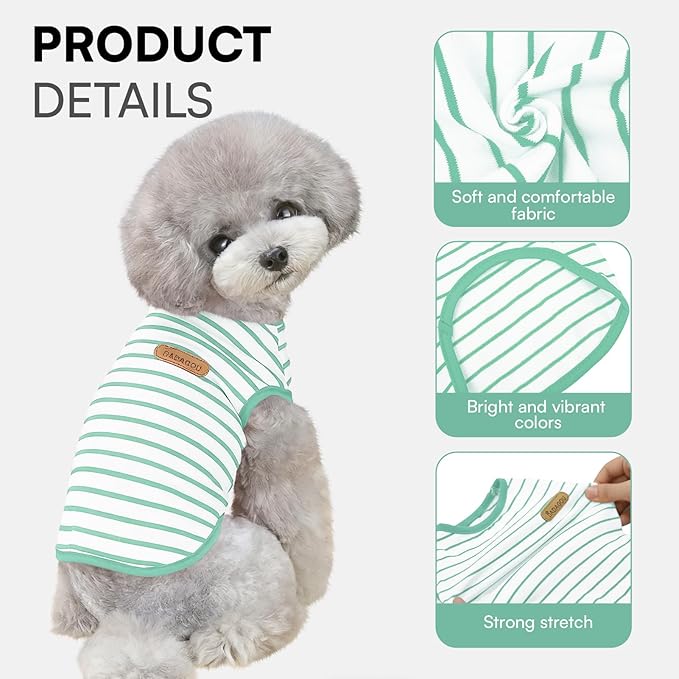 Dog T-Shirts for Extra Large Dogs 2 Pack, XL Dog Sleeveless Striped Vests Dog Pullover T-Shirts Lightweight Puppy Kitten Tank Top Cat Tee for Schnauzer, RedGreen-XL