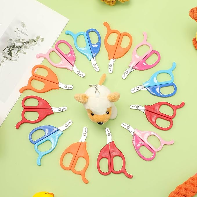 Therwen 12 Pcs Cat Nail Clipper Bulk Cat Nail Trimmer Kitten Claw Clippers Pet Nails Cutter Claw Care for Cats Kittens Bunny Puppy Rabbit Gatos Sharp Safer (Moon-Shaped,Morandi Colors)