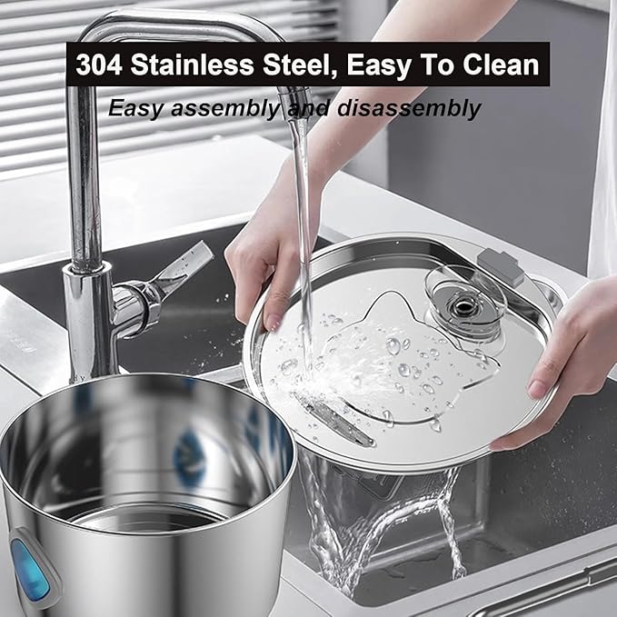 Cat Water Fountain Stainless Steel,Water Fountain for Cats,Silent Pump,Pets Feeding & Watering Supplies,3.2L / 108oz with Water Window