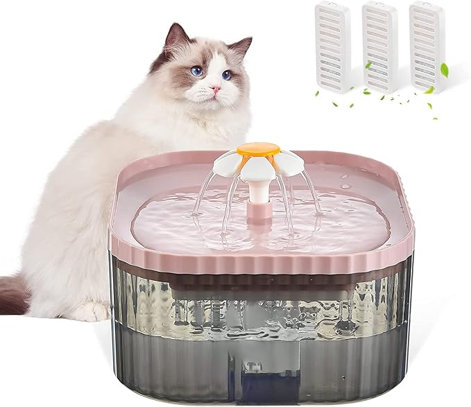 Cat Water Fountain, 2.5L Ultra Quiet Pet Water Dispenser with Smart Pump and Filters, Automatic Fountain for Dog & Cat