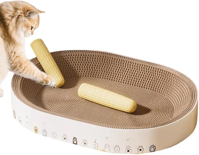 Cat Scratching Post Resting Bed - Cardboard Scratching Mat | Furniture Protector for Indoor Cats, Eco-Friendly Playground and Lounge Bed for Ścratching, Playing, and Enrichment
