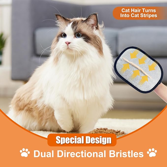Electrostatic Gloves for Pet Hair Removal: Upgraded 2PCS Animal Fur Removal Tool for Dogs&Cats Efficient Reusable Pet Hair Remover for Couch Carpet Car Seat Clothing Quick Clean (2 pcs-Black)