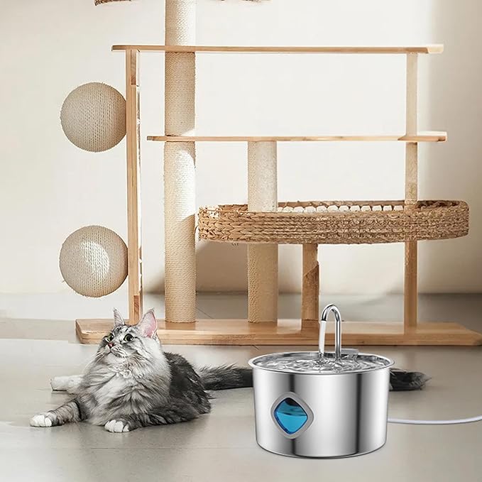 Cat Water Fountain, 3.2l Drinking Dispenser, Stainless Steel Bowl, Automatic Pet Feeder, Large Capacity Watering System for Indoor Cats, Dogs, Kittens, Small Medium Breeds, Home Use