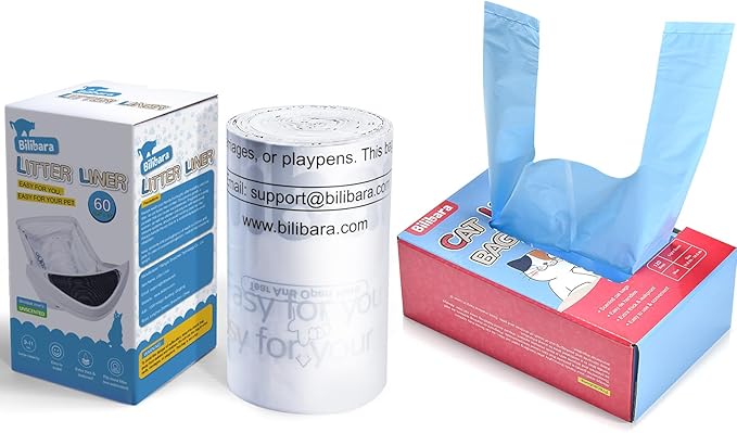 120 Count Disposable Cat Litter Bags and 60 Pack Litter Box Liner Bag Compatible with Cat litter Box 3 and 4