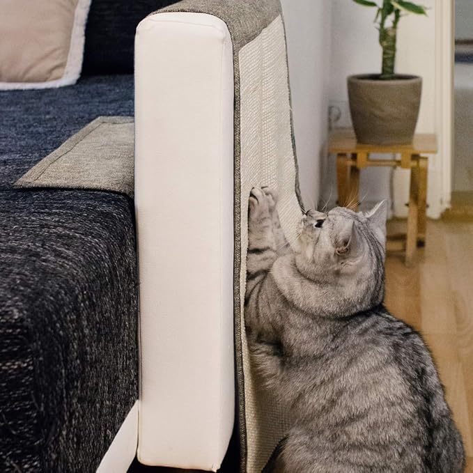 Navaris Cat Scratch Mat Sofa Protector - Natural Sisal Furniture Protector Scratching Pad for Cats - Scratch Carpet for Bed, Chair