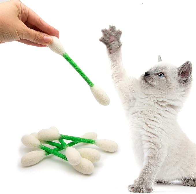 Glaciart One Swabs Cat Toys with Catnip - 6 Pk | Durable for Chew, Cute Cat Toys Interactive Kitty for Boredom, Exercise, & Play | Filled w/Organic Catnip for Anxiety & as Digestive Aid | Gift Idea