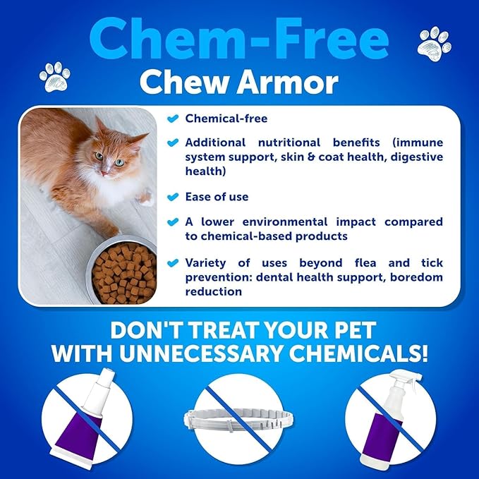 Cat Flea Treatment - Natural Flea and Tick Prevention Supplement for Large & Smal Cats - Immune Support Chews with Vitamins - Pest Defense Oral Pills - Farmhouse Chicken 135 Soft Chews