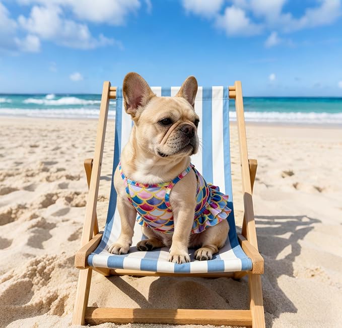 Funny Dog Swimwear Bikini Summer Dog Clothes Beach Swimsuit Puppy Bathing Suit Puppy Vest Cooling Pet Shirt for Small Dogs, Cat Apparel (Mermaid, Small)