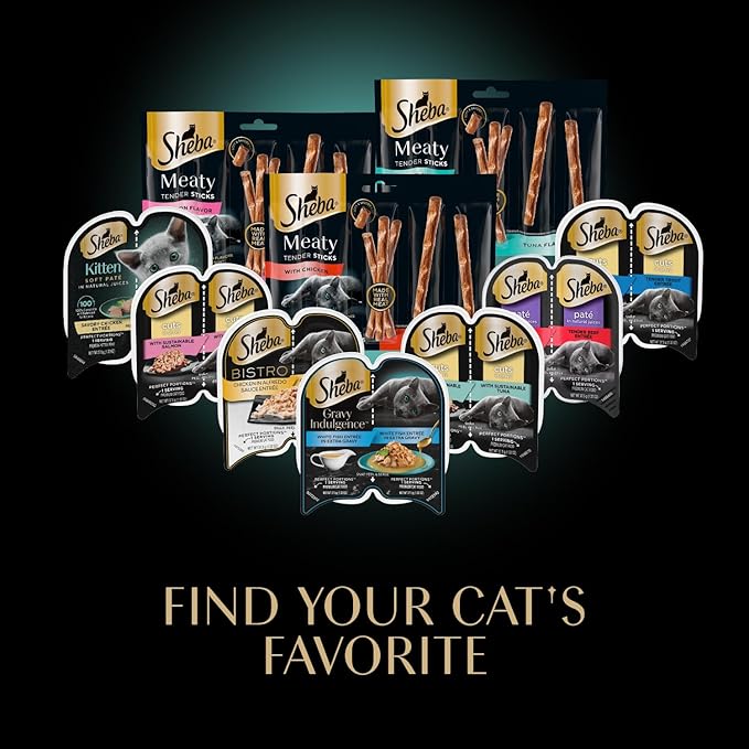 Sheba Premium Puree Cat Treats Lickable Roasted Chicken Flavor, Smoked Salmon Flavor, and Seared Tuna Flavor, 0.49 oz. Tubes, 48 Count