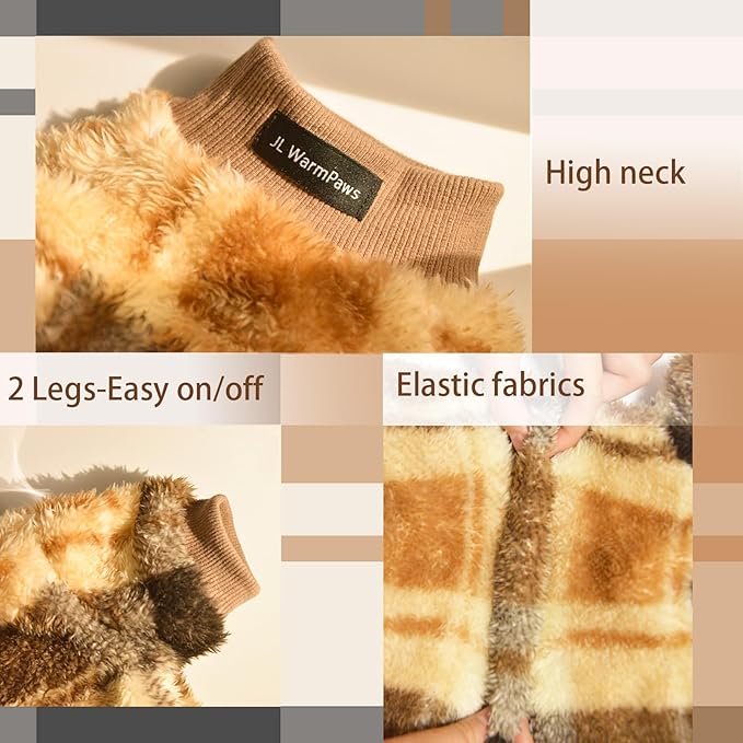 Sphynx Cat Sweater Plaid Hairless Cat Clothes Sweater Fleece Soft Warm Long Sleeves Pullover Pet Clothes Pajamas Dog Cloth for Small Dogs Jumpsuit Pet Sweaters (B-Plaid, X-Large)