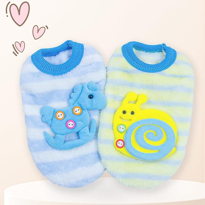 2 Pieces Dog Sweaters for Small Dogs Girl Winter Fleece Puppy Clothes Cute Warm Puppy Sweater Chihuahua Teacup Dog Clothes Pet Outfit 3.5-6lbs (X-Small)