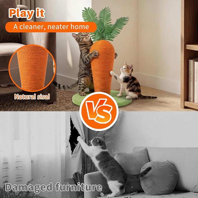 Carrot Shaped Cat Scratching Post – Perfect for Small Cats – Multi-Functional Toy for Scratching, Sleeping, and Play – Durable, Non-Toxic Material – Ideal for Kittens – Safe, Interactive Pet Fun