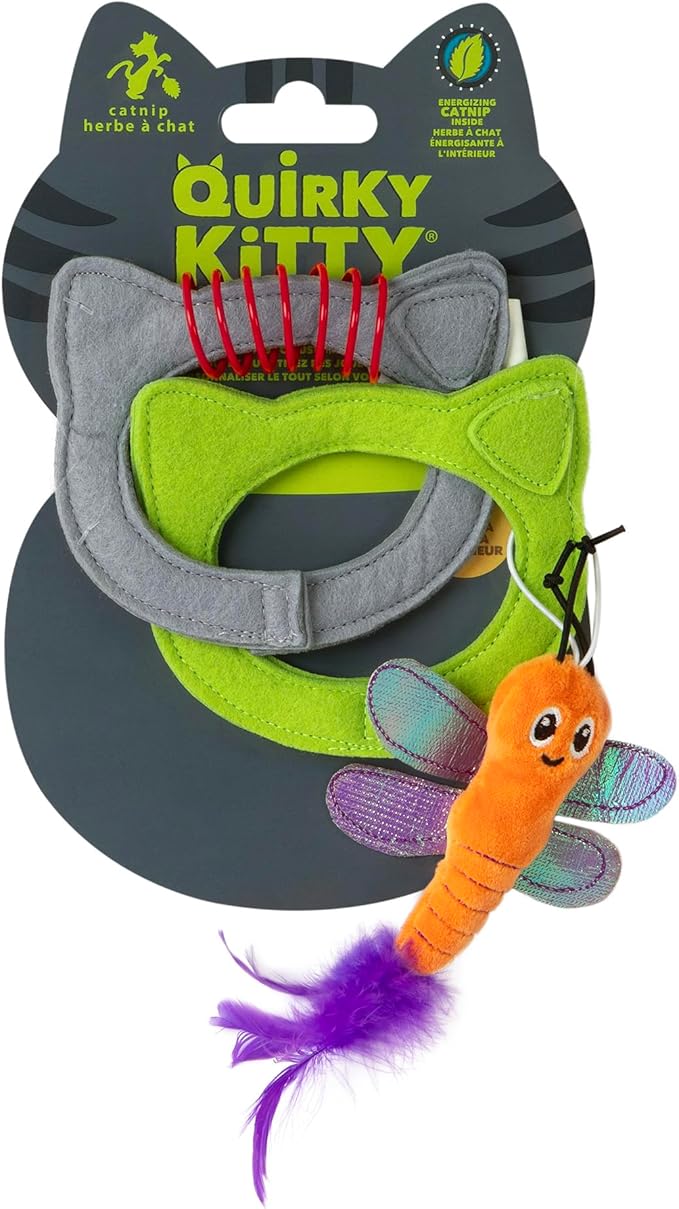 Kitty Connects Catnip Links Felt Rings Cat Toy| Modular Linkable Cat Toy Set with Plush Dragonfly & Spring | Interactive Catnip Play for Endless Fun