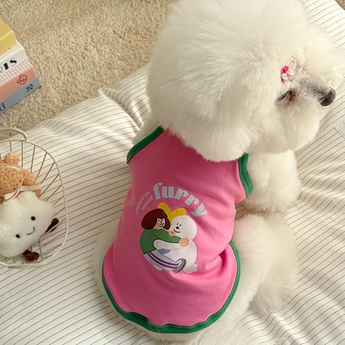 Pet Camisole Skirt Outfit for Small Dogs & Cats - Cute Spring Summer Printed Tank Top and Dress, Breathable Cat & Dog Clothing
