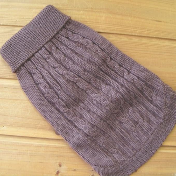 Tangpan Turtleneck Classic Straw-Rope Pro Pet Dog Sweater Apparel (Brown,S)
