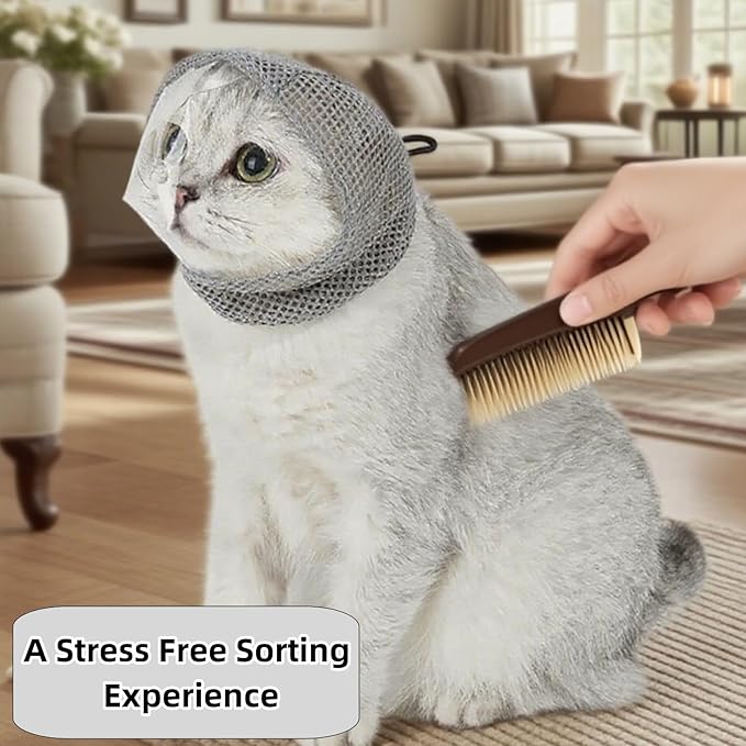 Cat Bubble Muzzle for Cats That Bite Transparent Muzzle for Grooming and Nail Trimming Adjustable Soft Breathable Mesh for Bite Prevention(Grey S)